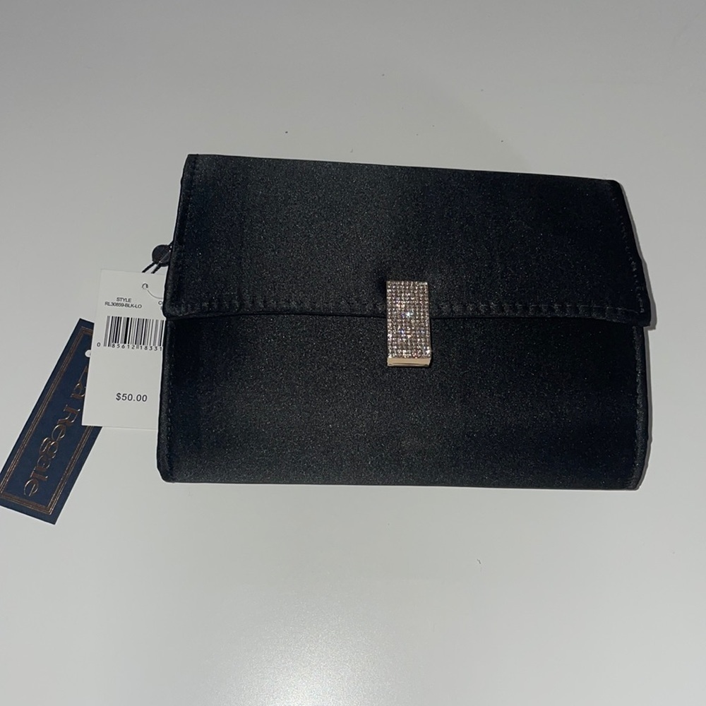 La Regale cross body or clutch black snap purse